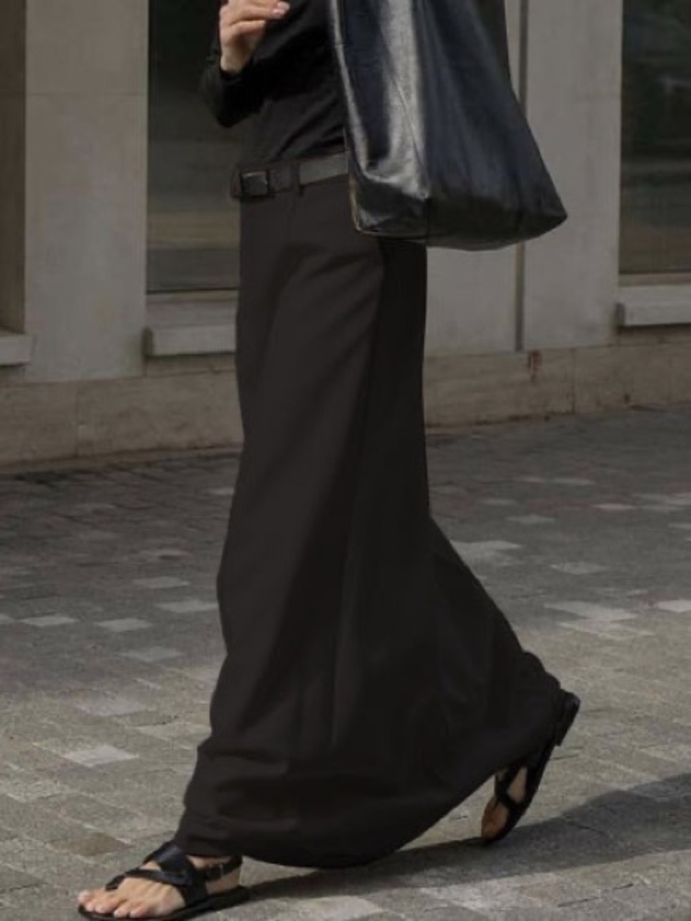 NWT UOOZEE Black Maxi A-Line Skirt Minimalist Quiet Luxury Size L - Picture 15 of 15